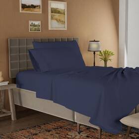 Color Sense 840380925766 Navy Queen Sheet Set - 4 Piece Bedding Sheets And Pillowcases Ultra-soft -re