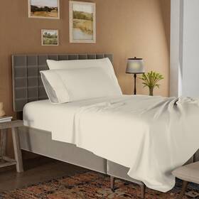 Color Sense 840380925810 Full Size Ivory 4 Piece Sheet Set - Lightweight Brushed For Soft