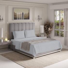 Color Sense 840380929009 1200 Thread Count Queen Size Sheets Set Light Gray Ultra Soft Cotton Rich Ea