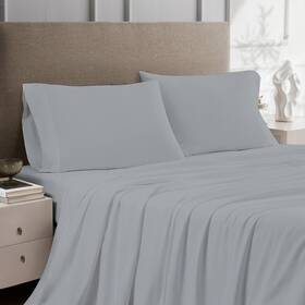 86220304 Color Sense Queen 100% Cotton Percale Sheet Set Light Gray -