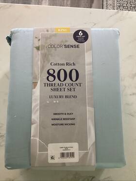 Rn134734 Color Sense Cotton Rich 800 Thread Count Sheet Set King Light Blue