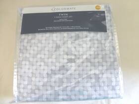 Colormate 800014137842 Microfiber Twin Sheet Set 3 Piece New Gray White Pattern
