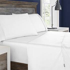 Columbia 846756051435 King Bedsheets Set 4 Piece White Cotton Sateen Fitted Flat Pillowcases