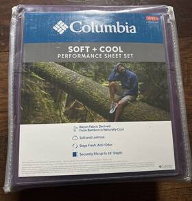 Columbia 846756065968 Queen Soft Cool Performance 4 Piece Sheet Set Port Purple