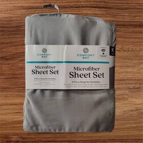 Comfort Bay 952079001461 Microfiber Luxuriously Soft 4pc King Sheet Set White 17 Inch Deep Pocke