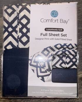 Comfort Bay 952079001904 Twin Size Sheet Set 3 Piece Gray/white New