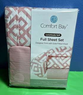 Mo656 Comfort Bay Full Size Sheet Set 4 Piece Rose/white New