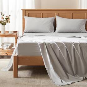 Cs20-0445 Comfort Spaces Grey Coolmax Twin Sheet Set 3 Piece Moisture Wicking Deep Pocket 16 Inch