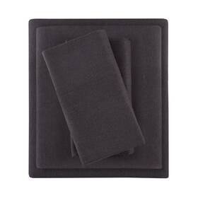 Cs20-1865 Comfort Spaces Queen Flannel Sheets Set Ultra Soft Fits 16 Inch Mattress Dark Grey 4 Piece