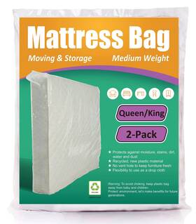 Comforthome 708111208383 Mattress Bag For Moving And Storage 3 Queen/king 2-pack White