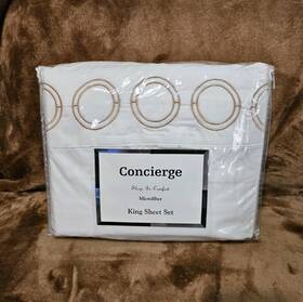 Concierge 655385013895 King Sheet Set 4pc Microfiber Easy Care Polyester Beige Gold New