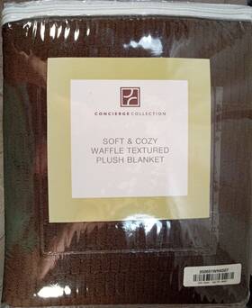 350651wha507 Concierge Collection Soft And Cozy Waffle Textured Blanket F/q Chocolate Brown 90 Inch