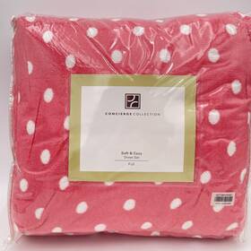 427108hun502 Concierge Collection Soft And Cozy Full Sheet Set Polka Dot Pink White Plush 4 Pc