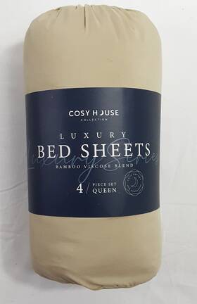 Cosy House Collection 810110186903 New 4 Piece Tan Luxury Bamboo Hypoallergenic Sheets Set Queen