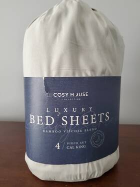 Cosy House Collection 850023802095 Bed Sheets Bamboo Viscose 4-piece Cal King -silver Cosy House Collection 850023802095 Bed Sheets Bamboo Viscose 4-piece Cal King -silver