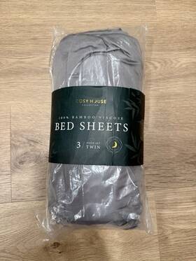 B3-103t-grey Cosy House Collection New 100% Bamboo Viscose Twin Sheet Set Gray 3 Piece