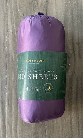 S-b-100-q-purple Cosy House Collection 4 Piece Queen 100% Rayon Derived From Bamboo Bed Sheet Set Purple S-b-100-q-purple Cosy House Collection 4 Piece Queen 100% Rayon Derived From Bamboo Bed Sheet Set Purple