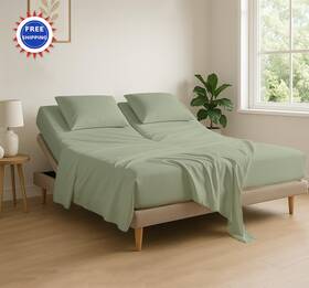 Cgn-400tc-69 Cottingon 34 Inch Top Split King Sheets For Adjustable Beds 100% Egyptian Cotton Sage