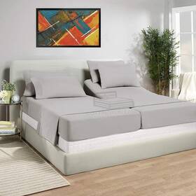 Tr-463-5splitking-004 Cottington Lane 5 Piece Split King Sheets Sets Light Grey Solid