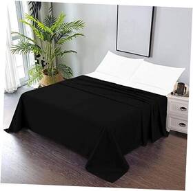 Tbmnforsfs600prnt Cotton Craft World Bedding Tbm 1pc Solid Flat Sheet Smooth Touch Hotel Quality 100% California King Black