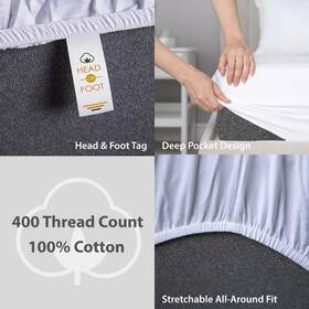 Hcc-ct-fu-400tc-wh Cotton Crest 100% Cooling Sheets - Size Bed Sateen Weave 16 Inch Deep Full White