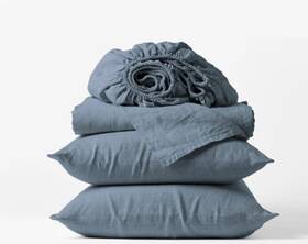 Coyuchi 803263067663 Nwt 648 Organic Relaxed Linen Sheet Set Harbour Blue King