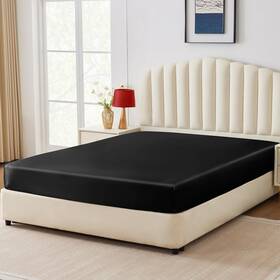 Cozylux 313102557588 Satin Fitted Sheet Queen Size Black Silky Bed Only W Cozylux 313102557588 Satin Fitted Sheet Queen Size Black Silky Bed Only W