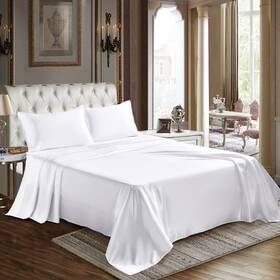 Cozylux 840175600250 Satin Sheets Queen Size - 4 Piece White Bed Sheet Set With Silky Microfiber Cozylux 840175600250 Satin Sheets Queen Size - 4 Piece White Bed Sheet Set With Silky Microfiber
