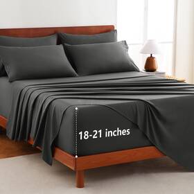 Cozylux 840175622016 Extra Deep Pocket California King Sheets - 6 Piece Cal Sheet Set Fits Cozylux 840175622016 Extra Deep Pocket California King Sheets - 6 Piece Cal Sheet Set Fits
