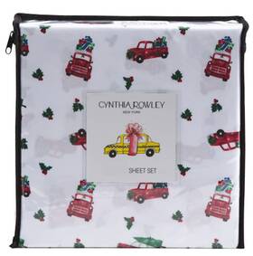 Cr Home 675696713161 Rowley Vintage Trucks Christmas Holiday Winter Sheet Set Queen