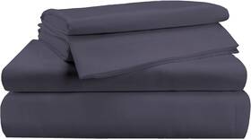 Craftsworth 313031637603 100% Cotton Sheets Percale Weave Queen 4 Piece Set Dark Grey Breatha