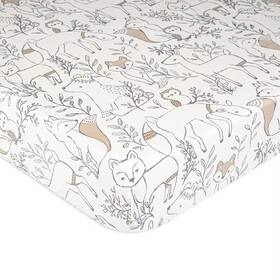 84821462 Crane Baby Cotton Sateen Fitted Crib Sheet - Ezra Woodland