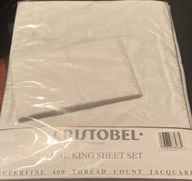 25878-78483 Cristobel Collection Cal King 400tc Jacquard White Sheet Set