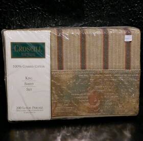 3652 Croscill 083013478288 Vintage -logan- 100% Combed Cotton King Size Sheet Set Sed / Antiq 3652 Croscill 083013478288 Vintage -logan- 100% Combed Cotton King Size Sheet Set Sed / Antiq