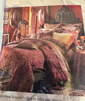 Croscill 083013672242 Bellissima Queen Sheet Set 100% Cotton Sateen Vtg Nib Burgundy And Gold