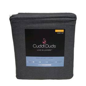 13cusflssppfu Cuddl Duds Heavyweight Brushed Cotton Full Flannel Sheet Set Deep Fit Charcoal