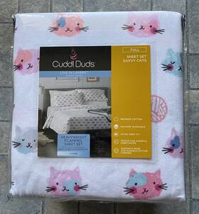 Cuddl Duds 400179586587 New Full Size Sheet Set Savvy Cats Heavyweight Flannel Live In Layers
