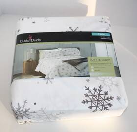 Cuddl Duds 400294709625 New Soft And Cozy Twin Sheet Set Snowflakes 3 Piece Grey White