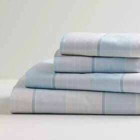 Cuddl Duds 400485049912 Size Queen Blue Plaid Microfiber 4 Piece Sheet Set Soft And Cozy