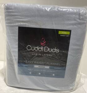 Cuddl Duds 400495644985 King Sheet Set Heavyweight Flannel Ballad Blue 4pc