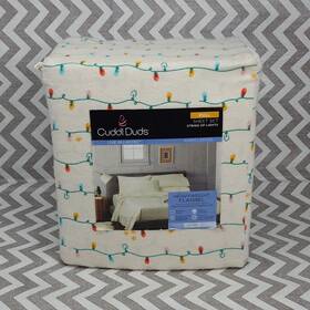 Cuddl Duds 400505434063 Heavyweight Cotton Flannel Full / Double Sheets Set String Of Lights