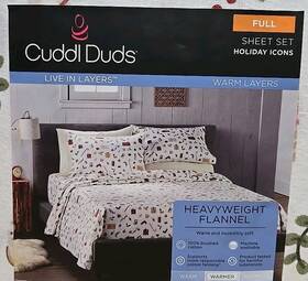 Cuddl Duds 400511768862 Full Sheet Set Heavyweight Cotton Flannel Holiday Icons Deep Fit New Cuddl Duds 400511768862 Full Sheet Set Heavyweight Cotton Flannel Holiday Icons Deep Fit New
