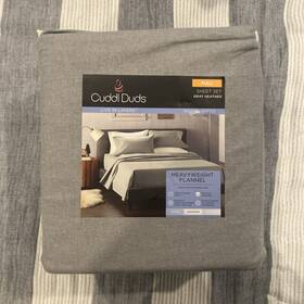 Cuddl Duds 400545126331 New Full Size 4 Pc Heavyweight Flannel Sheet Set - Gray Heather