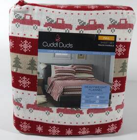 Cuddl Duds 400624015044 Heavyweight Flannel Full Sheet Set Cotton Truck Fairisle Christmas