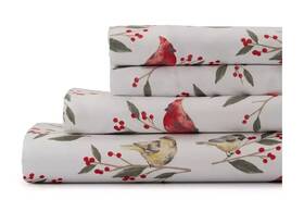 Cuddl Duds 400674226360 Full Sheet Set Soft And Cozy Cardinals Winter Birds New
