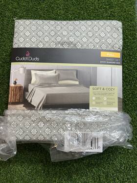 Cuddl Duds 400674226476 Full Sheet Set Microfiber Ditzy Diamonds Extra Deep Corners Fit New