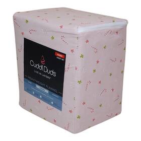 Cuddl Duds 400690193196 Queen Heavyweight Flannel Sheet Set Pink Candy Cane Brushed Cotton