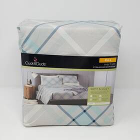 Cuddl Duds 400691496746 Full Double Size Soft Microfiber Sheets Icy Blue Gray Plaid 4 Piece Cuddl Duds 400691496746 Full Double Size Soft Microfiber Sheets Icy Blue Gray Plaid 4 Piece