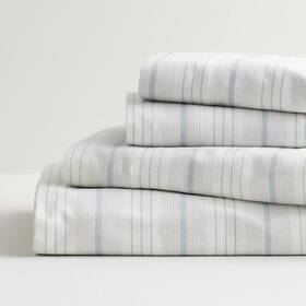 Cuddl Duds 400734547947 Heavyweight Flannel King Brushed Cotton Sheet Set Everyday Stripe