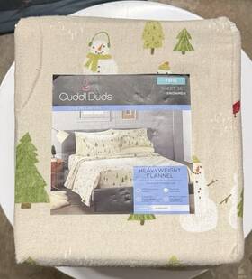 Cuddl Duds 400751811601 Holiday Flannel Cotton Twin Sheet Set Snowman Trees Beige New Cuddl Duds 400751811601 Holiday Flannel Cotton Twin Sheet Set Snowman Trees Beige New